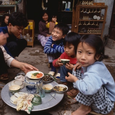 Dining out on the streets of Hanoi is a local family affair